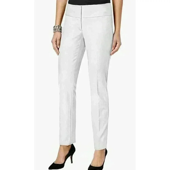 Alfani, Slim-Leg Tummy-Control Dress Pants Stretch, White, 8 - Picture 1 of 3